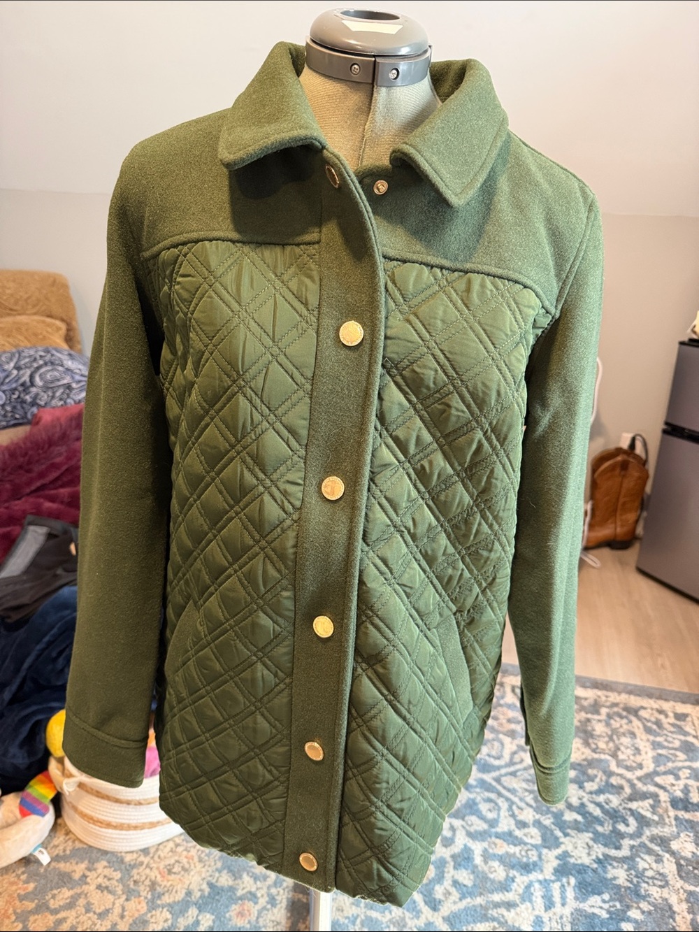 Isaac Mizrahi Estate Mixed Media Quilted Jacket with Snap Buttons